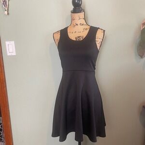 Rue 21 Womens Silky Sleeveless Skater Tank Fit‎ & Flare Mini Dress Black Small